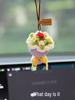 Woolen Rose Car Air Freshener Pendant - Rearview Mirror Ornament for Girls' Car Interior Decoration