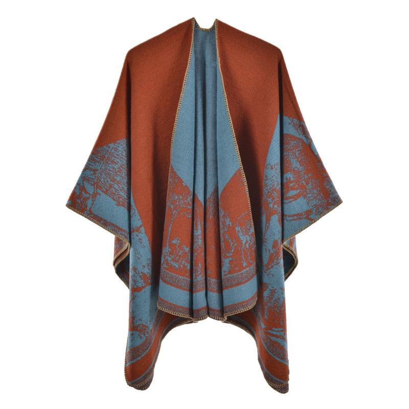 Simple and High-end Shawl Grassland Yunnan Shawl Cape with Cape Imitation Cashmere Scarf
