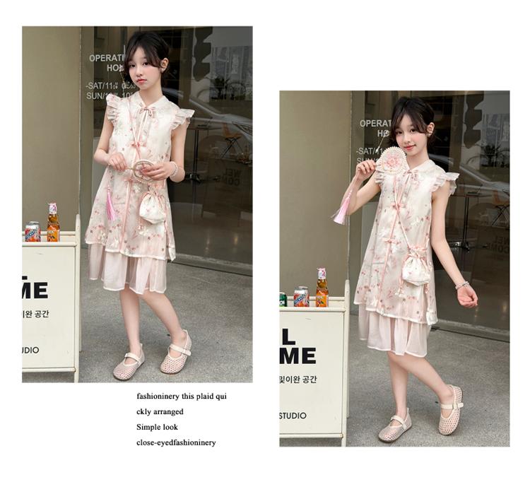Girls' dress cheongsam dress 2026 new summer children's mid to large children's stylish little girls' dress princess dress