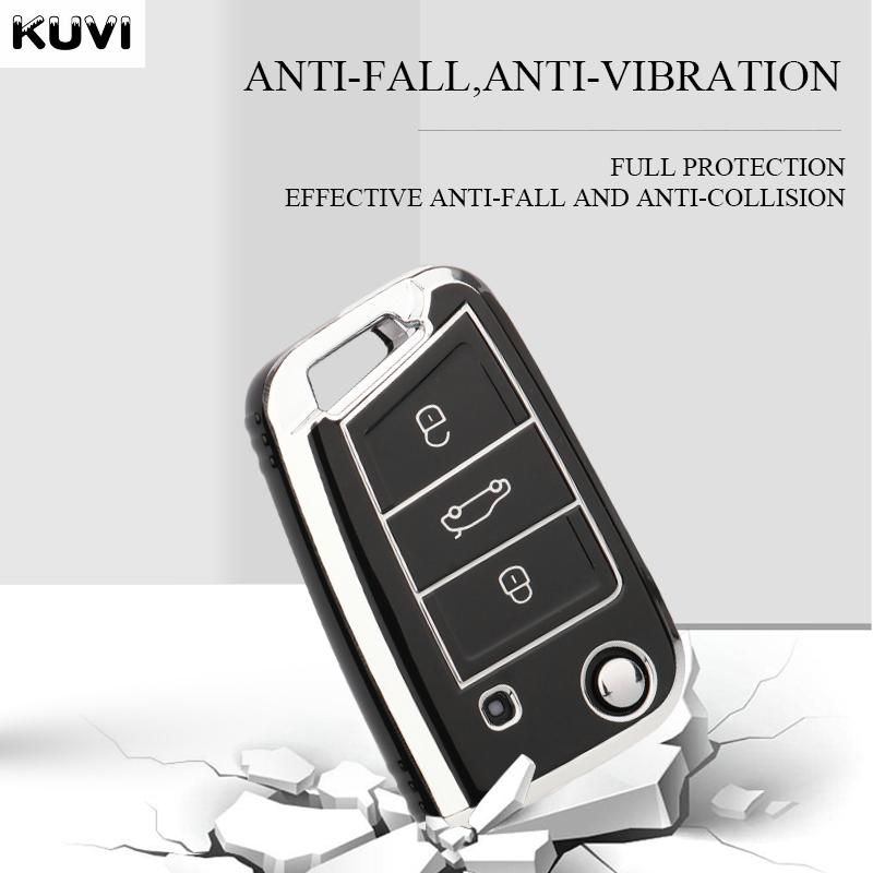 4 Tasten TPU Auto Klappschlüssel Hülle Abdeckung Schale Für VW Volkswagen Golf 7 MK7 Tiguan MK2 Seat Ateca Leon FR Ibiza Skoda Octavia Kodiaq