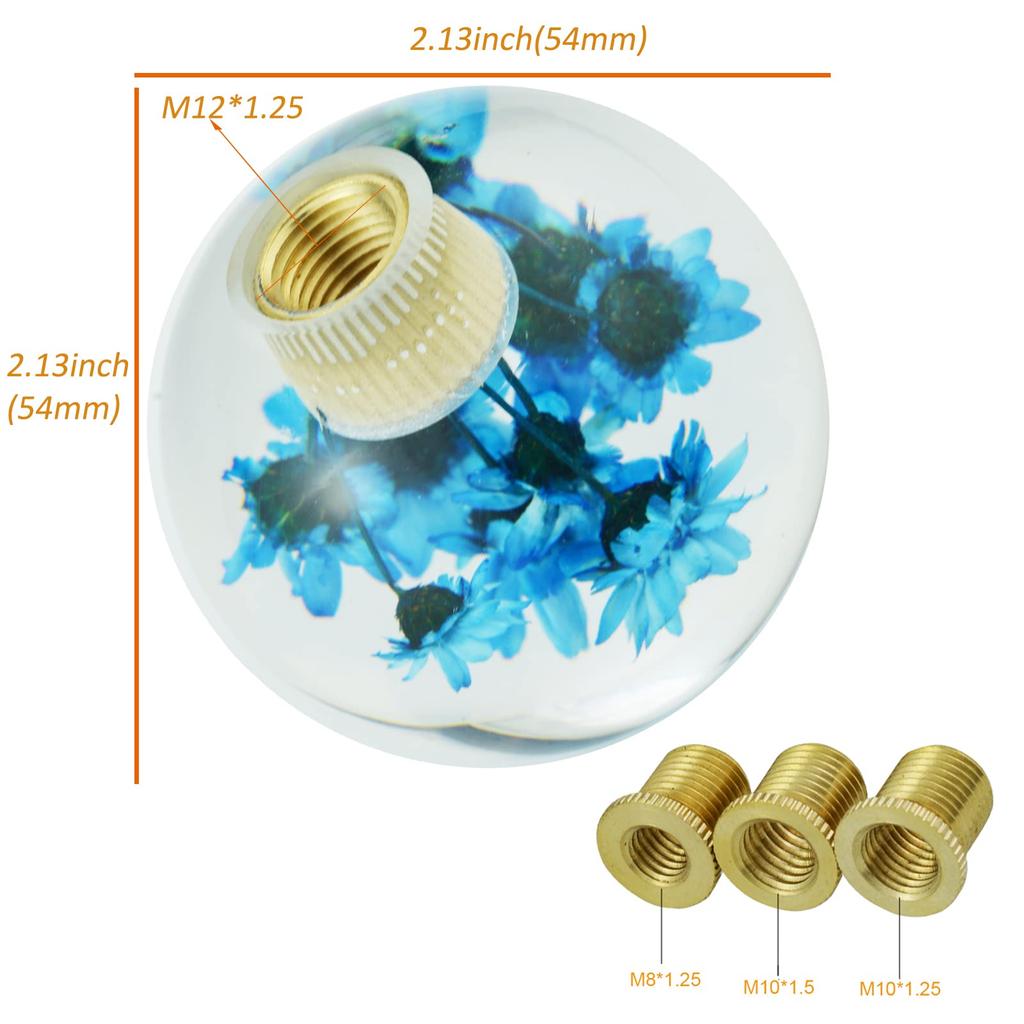 Arenbel Květinový Křišťálová Koule Tvar Páka Řazení Řadička Rukojeť Knoflík Kulatá Řadicí Páka Auta Pasuje na Většinu Vozidel Modrá