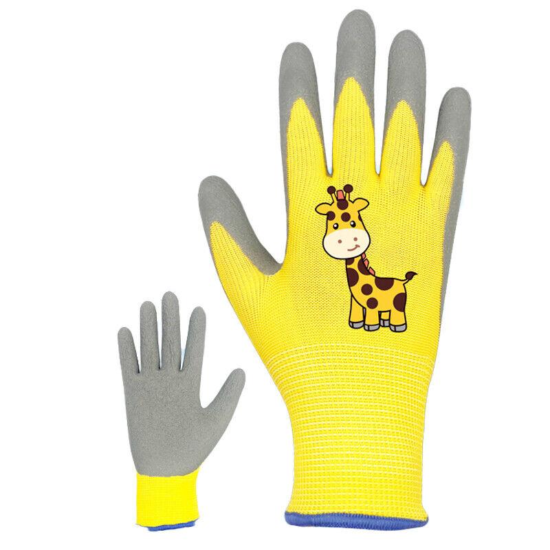 

Protective Children Gloves Play Gardening Outdoor Fun Labor Durable Waterproof Yellow Giraffe,L （over 11 years old）