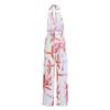 Frauen Sommer Backless Sexy Coconut Tree Print Neunte Hosen Halter Elastische Strampler Overall