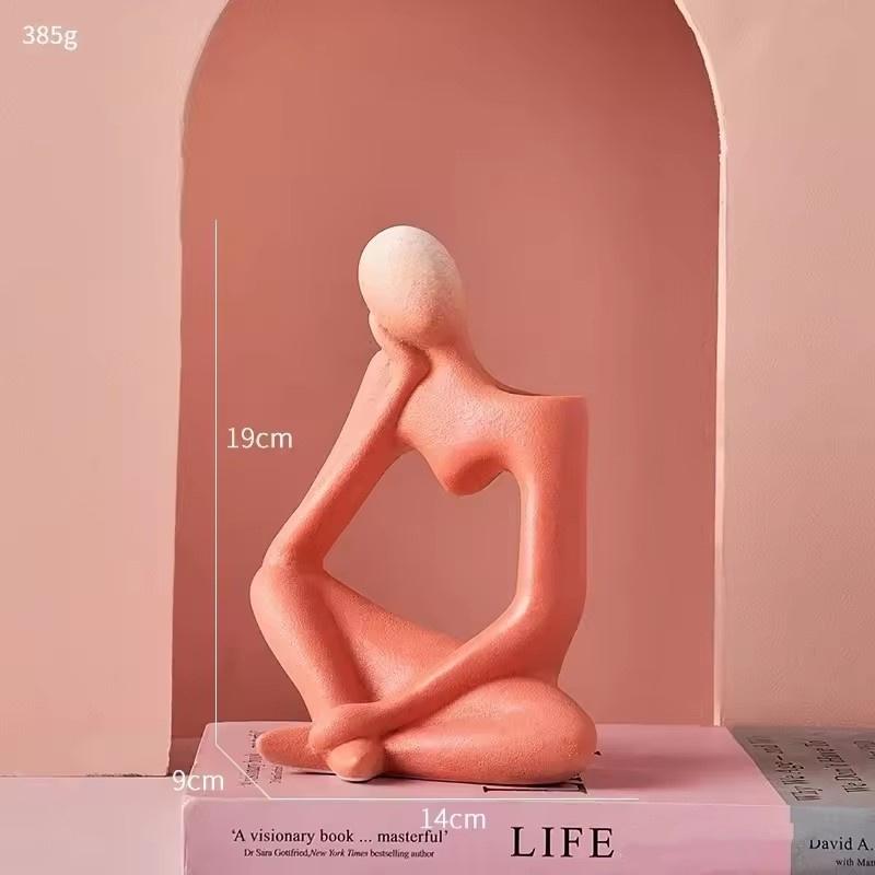 

Керамическая белая ваза Ваза для цветов для домашнего декора Современный стиль Ваза-мыслитель для стола полки Домашний декор Подходит для камина спальни Комплект