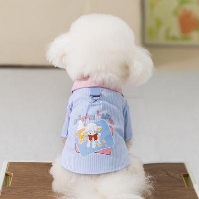 Spring and Summer Dog Thin Breathable Cute Lamb Striped Cartoon Vest Two-legged Shirt Cat Pet Dog Clothes