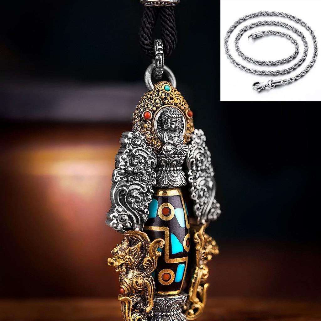 Collana da uomo con ciondolo perla dzi a nove occhi gioielli retrò Guochao protezione del corpo vendita diretta dalla fabbrica