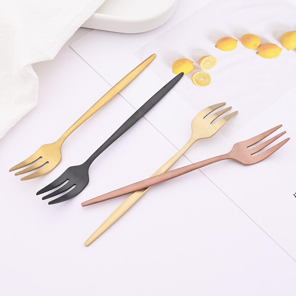 6Pcs Mini Fork Set For Fruit Cake Snack Stainless Steel Tea Fruit Fork Set Dessert Fork White Gold Small Salad Fork Dinnerware