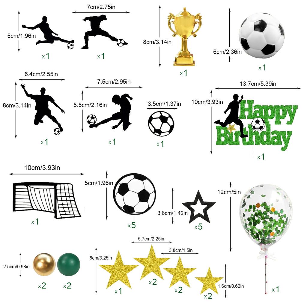 31 Stück Fußball Kuchen Topper Dekorationen Fußballspieler Kuchen Dekorationen für Fußball Thema Geburtstag Sport Party Zubehör