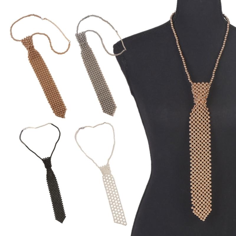 Girls Shirt Pearl Necktie Female Easily Wear Social Gatherings Detachable Pearl Collar Removable Ties Costume Jewellery