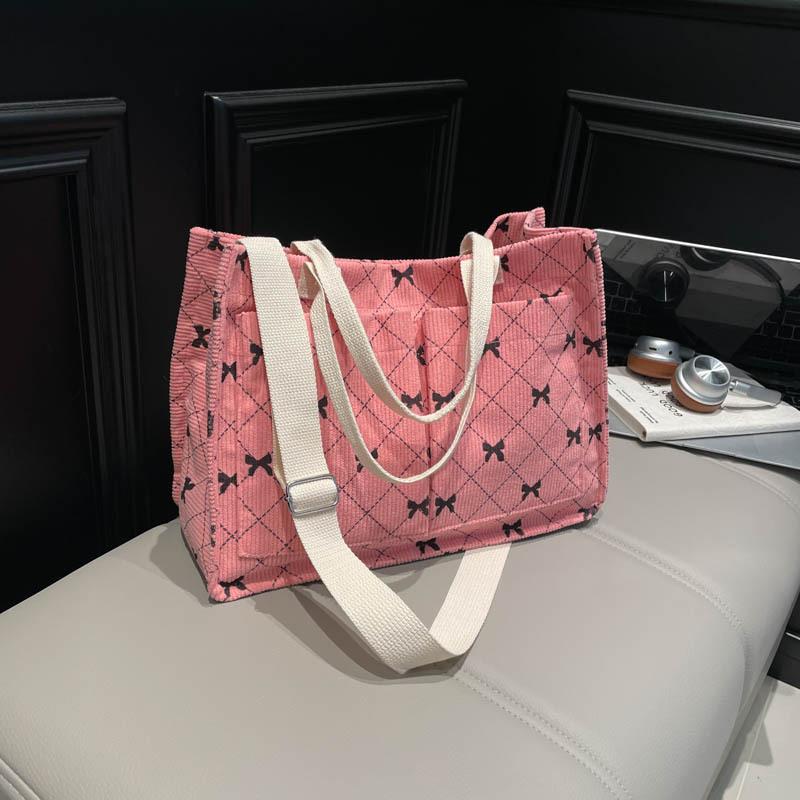 Bow Printed Tote Bag Women's New Autumn Casual Bag Storage Bag Fashionable Large-capacity Handbag