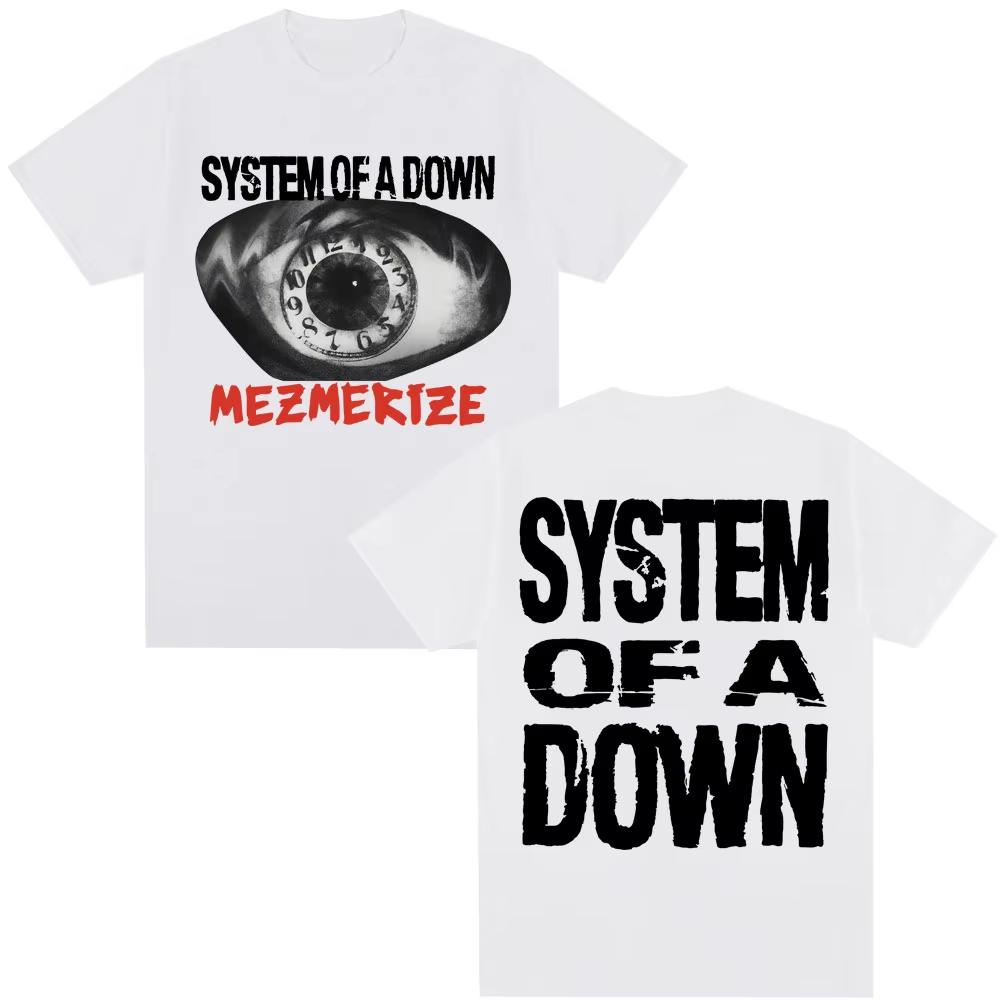 Rock Band System of A Down Mezmerize Music Album Tshirts Men Women Hip Hop Gothic Vintage T Shirts Oversized Cotton Casual Tees