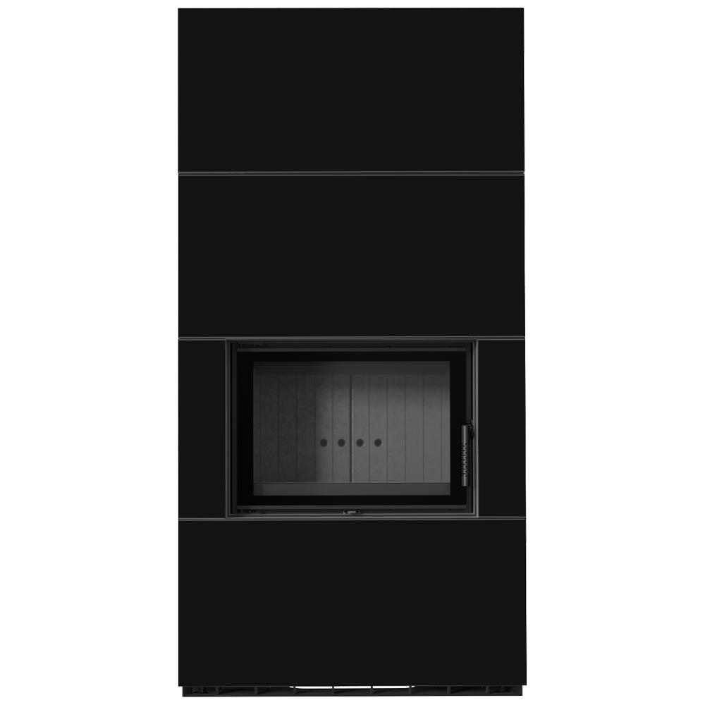 Modular fireplace KRATKI FLOKI BOX 8 kW Ø 160 quartz sinter NERO ASSOLUTO black thermotec
