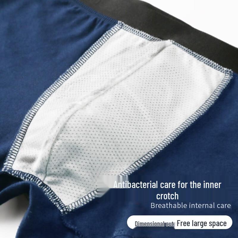 LangSha Men's Pure Cotton 7A Antibacterial Boxer Briefs 4-Pack