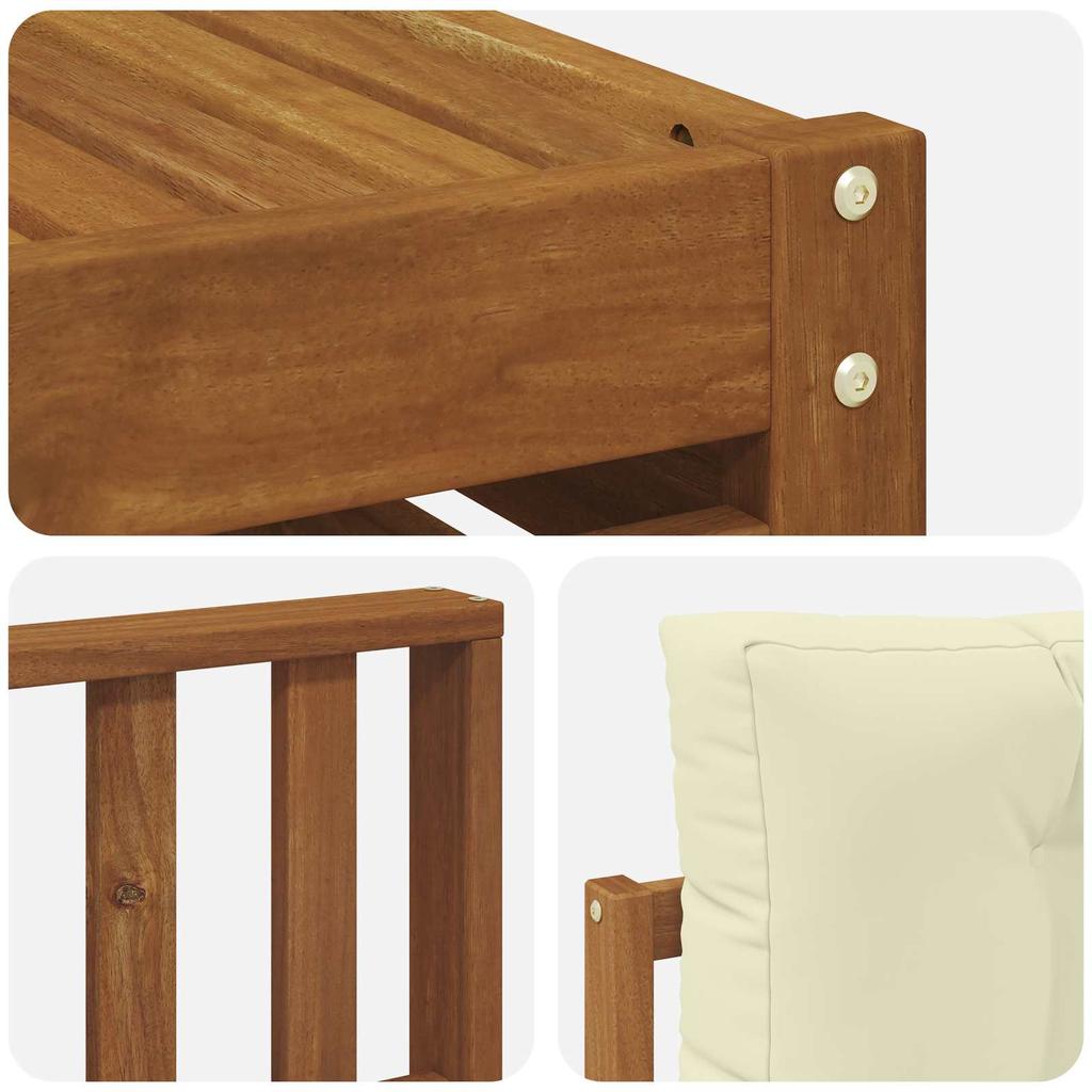 Outdoor Sofa Set 10 pcs Natural & Cream Solid Acacia Wood