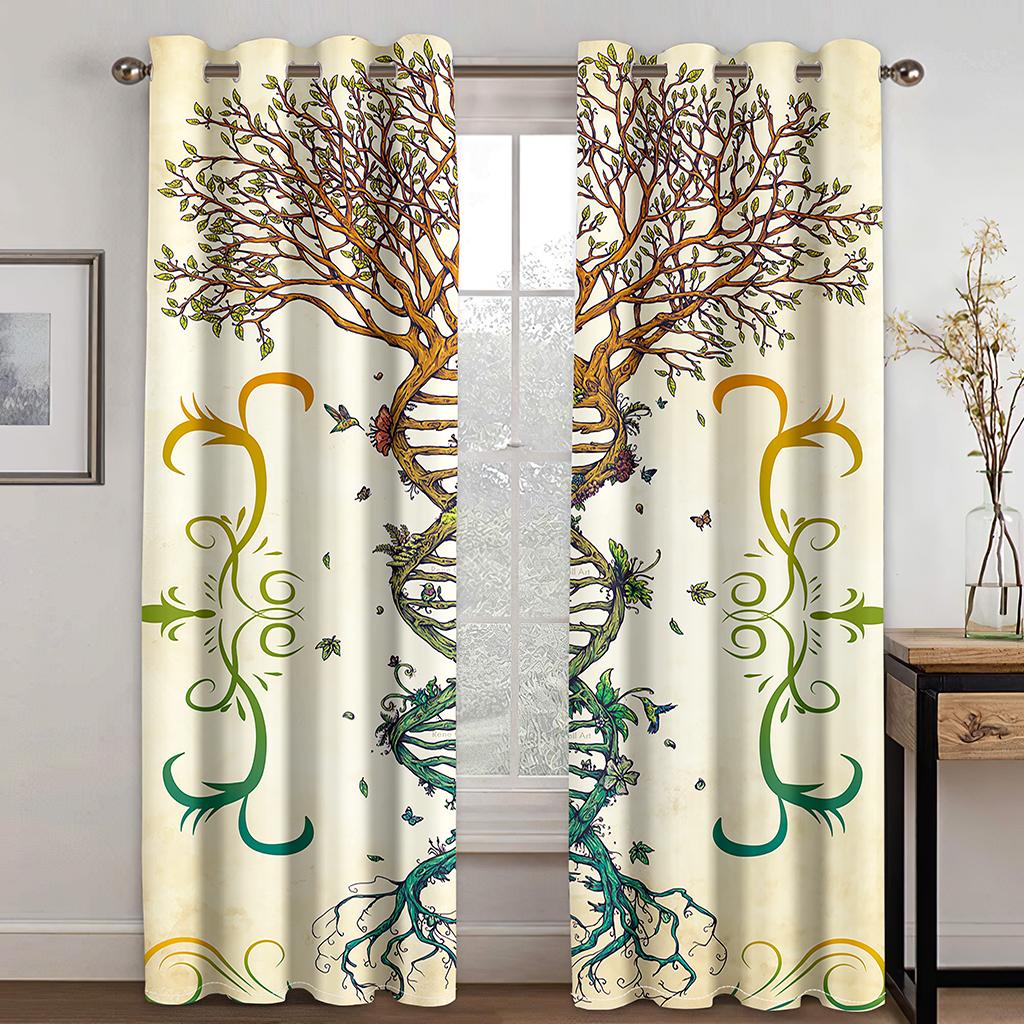 Závěs se vzorem tajemné větve - Odolný vůči povětrnostním vlivům Odolný závěs Vhodné do obývacího pokoje Ložnice Dekorativní domácí závěs