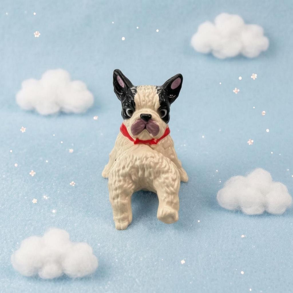 2xDog Figurine PVC Dashboard Dog Decor Double-Sided Ornaments for Desktop