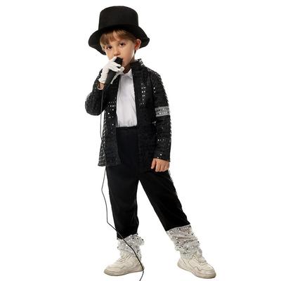 Role-Play Billie Jean Cosplay Clothes Carnival Party Black Suit Dance Costume Kids Boys Girls