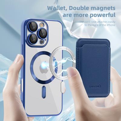 Applicable To IPhone16E Magnetic Card Bag Mobile Phone Case Apple 15PRO Electroplating Anti-fall 14 Protective Case