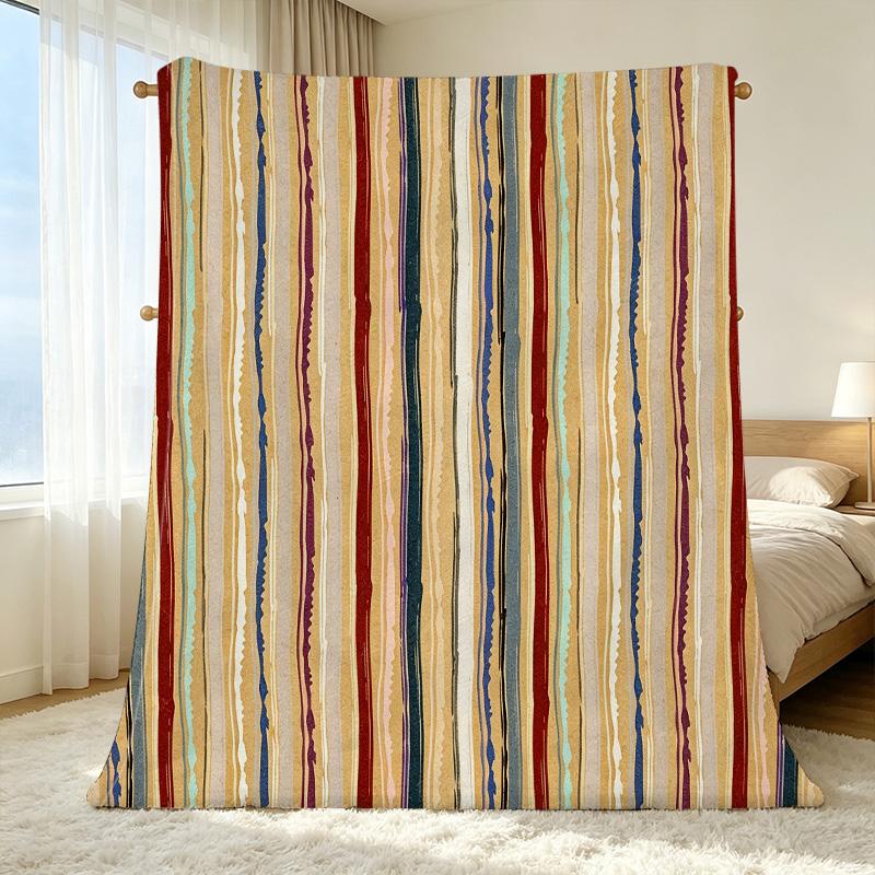 Plush Flannel Blanket Striped Soft Warm Throw for Single Bedroom, Ideal for Christmas & Halloween Cozy Home Use