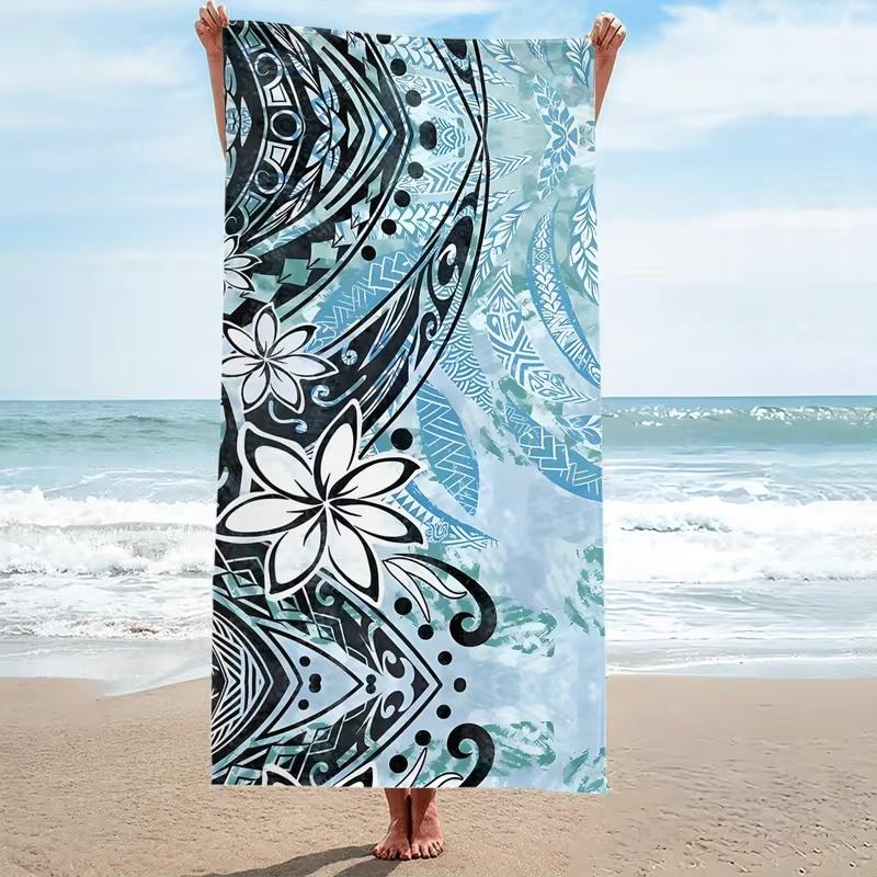 

Boho Colorful Flowers Beach Towel Vintage Illustrated Floral Tribal Folk Art Print Soft Absorbent Quick Dry Towel for Beach W40*H60(CM)