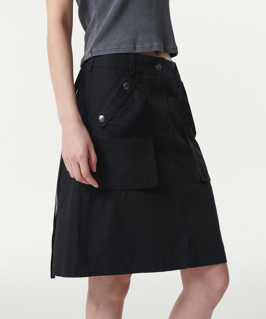 Musinsa Standard Woman Women'S Cargo Knee-Length Skirt [Black]