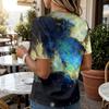 Women's Short Sleeve Trendy Printed Shirt Cotton Linen Lightweight Comfortable Button Placket Casual Summer Blouse Top