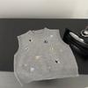 Cute Cat Embroidered Knit Vest for Women Fall Winter Loose Fit Layering Top