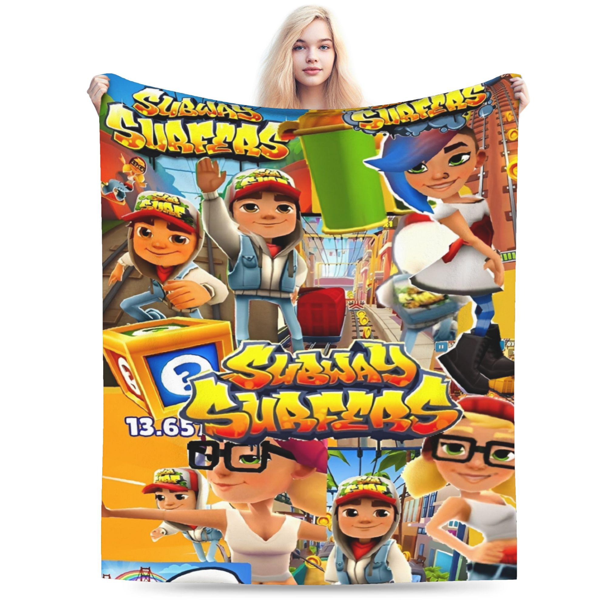 

Зручна ковдра з мерчем відеогри Subway Surfers, декоративна для кімнати, плед, суперм який фліс для подорожей 75cmx90cm