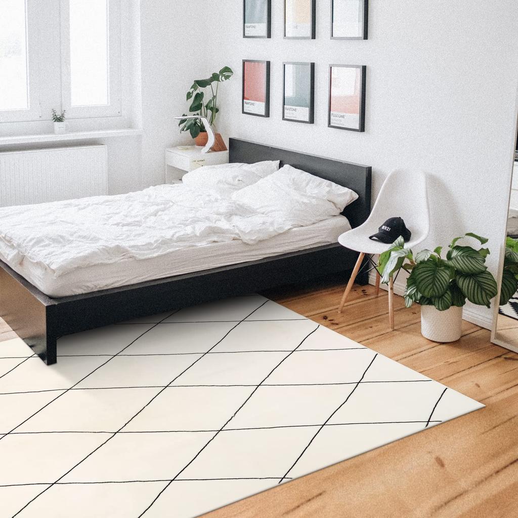 HAOCOO Washable 120 x Scandinavian Style Suitable for Hot Geometric Tatami Mat Living Room Antique Ivory Carpet, 160cm, Rug, Carpets, Pattern, Approx.
