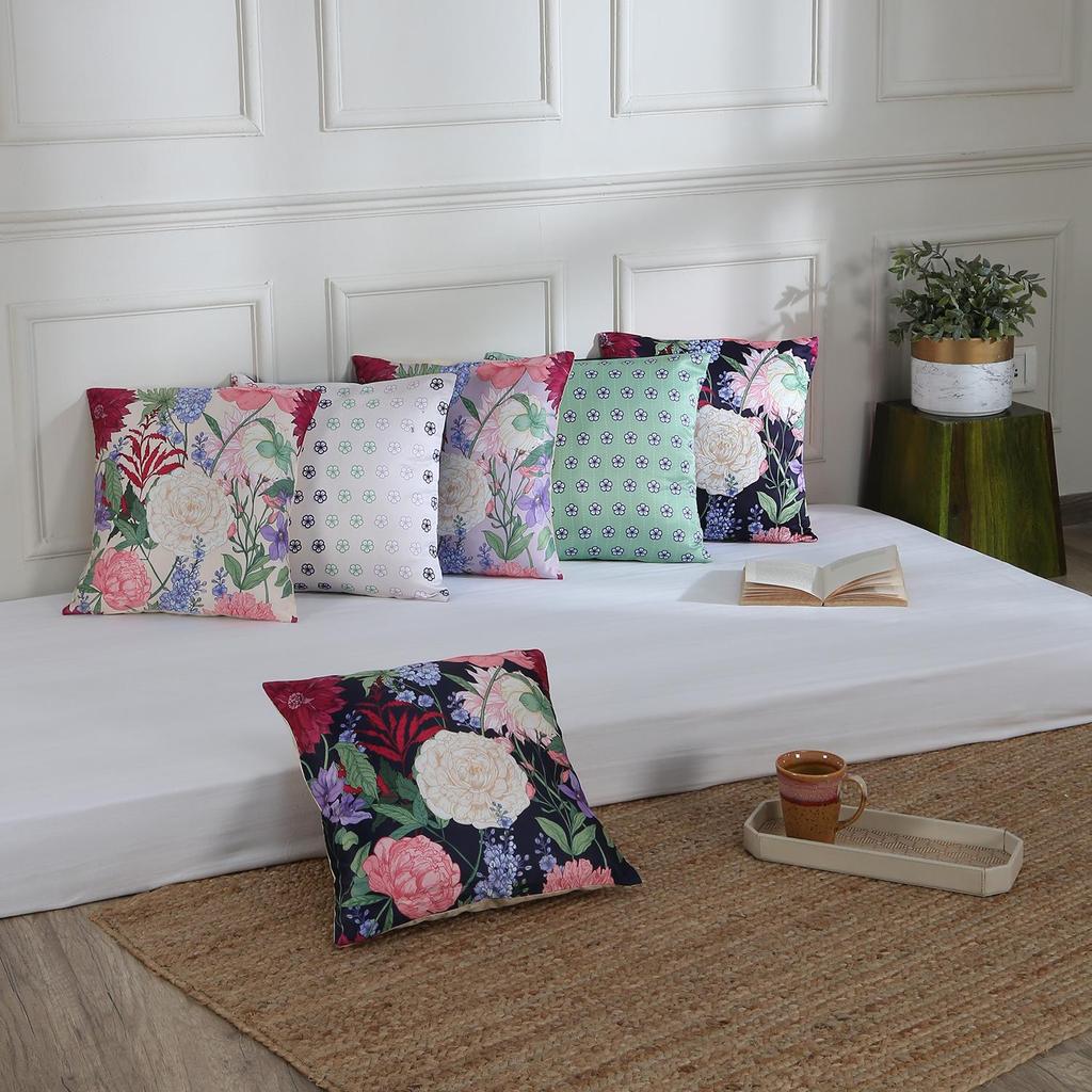 KOKO MAISON INC Wild Beauty Polystain Kissenbezug (Packung mit 5) | Klappenverschluss | Digitaldruck