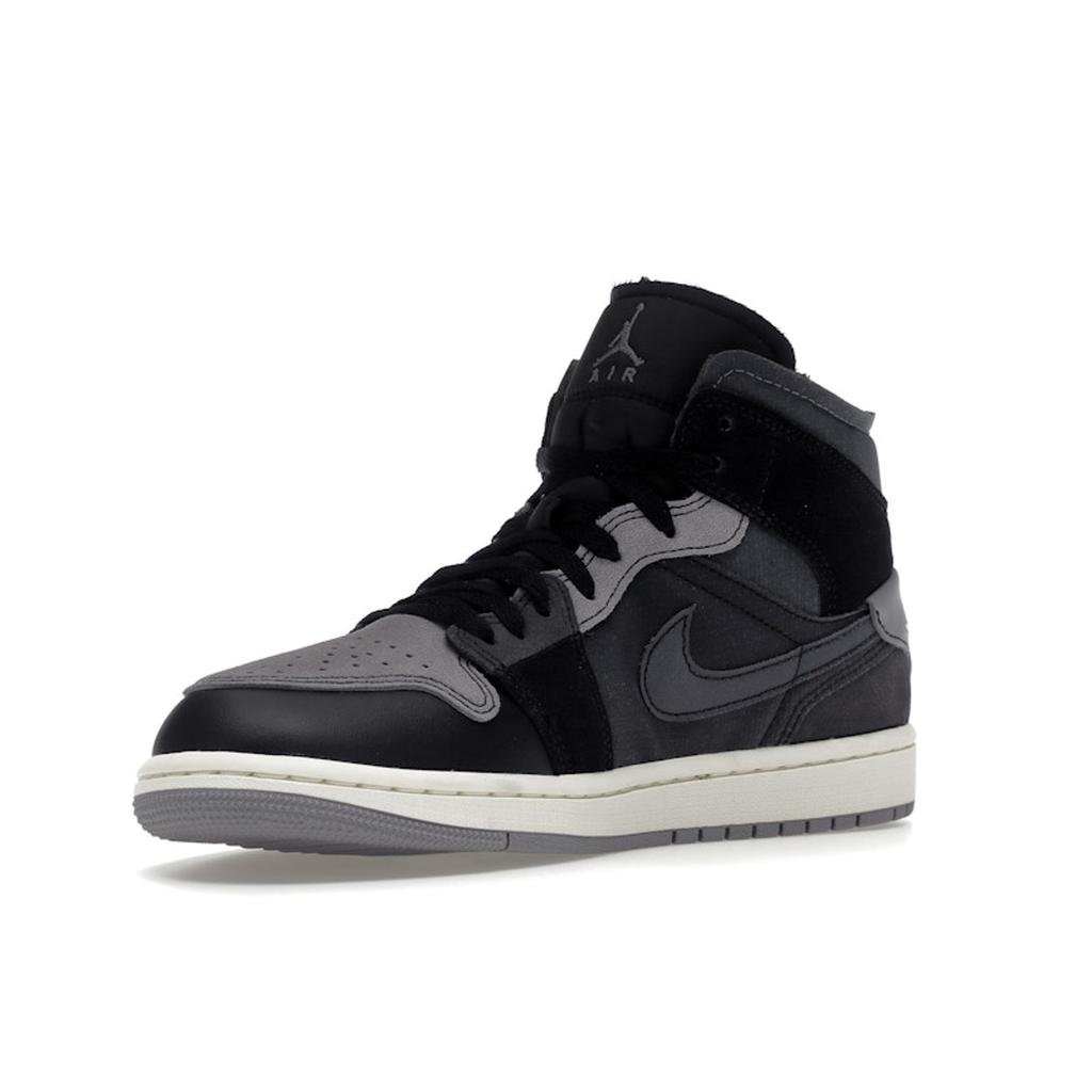 Air Jordan 1 Mid SE Craft Inside Out - Tênis Masculinos Pretos Light-Graphite Sail Cement-Grey DM9652-001