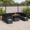VidaXL Ensemble de salle à manger de jardin de 10 pièces avec coussins en poly rattan noir et acacia 3350009