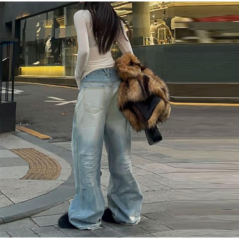 Oversized Wide Leg Baggy Jeans Women Vintage High Waist Zipper Pockets Long Denim Pants 2025 Spring Summer New Ladies Streetwear