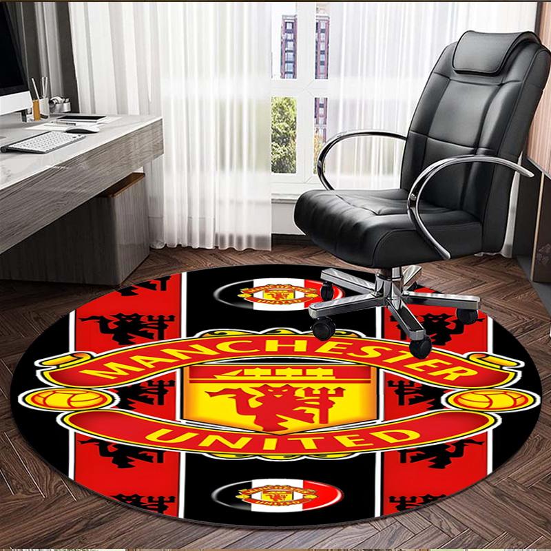 Manchester United F.C Print Round Rug, Washable Floor Carpet, For Entryway Dorm Laundry Room Office Study, Home Decor Birthday Christmas Gift