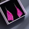 Colorful Sequined Fringed Earrings, High-End Square Geometric Long Earrings, Fashionable And Personalized Earrings.