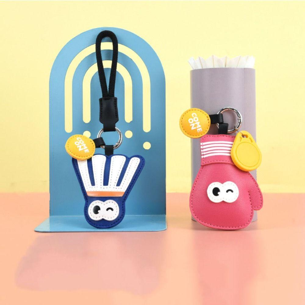 Pingente de Couro para Tênis de Mesa Anti-perda Costurado à Mão Badminton Chaveiro de Desenho Animado Ornamento Acessórios