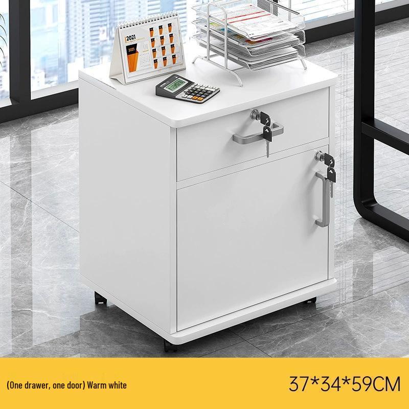 Lockable Mobile Wooden Cabinet for Under Desk Storage
