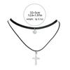 Black Leather Rope Necklace Female Double Neck Strap Collarbone Chain Simple Mori Temperament Neck Chain Cross Pendant