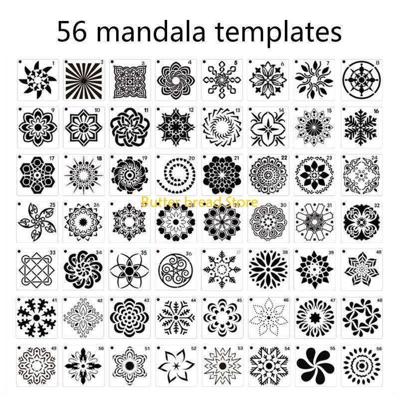 W89C Modello Riutilizzabile Stencil per Pittura Mandala su Muro Tela Metallo Confezione da 36/56