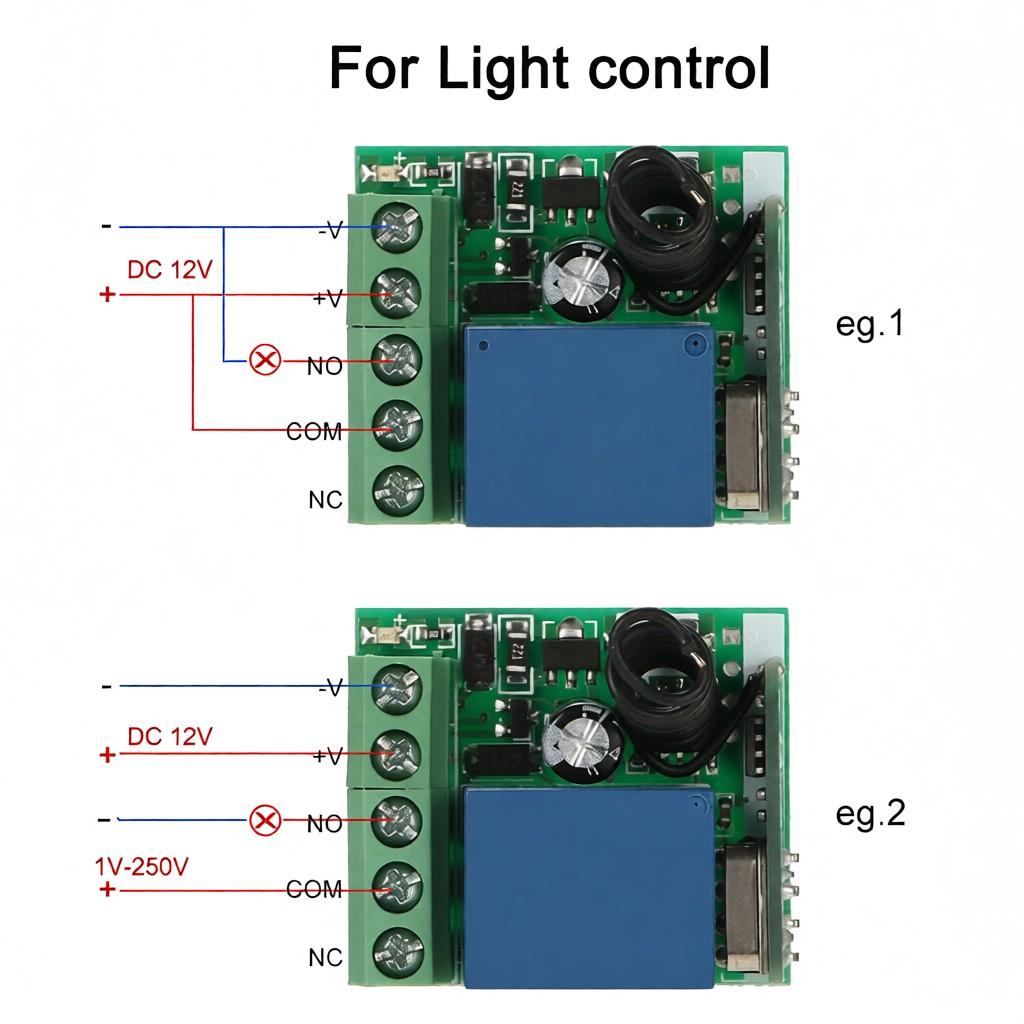 Smart Home 433Mhz DC 12V 1CH Wireless Remote Switch Relay Receiver Transmitter Universal Remote Control Switch Module and RF Transmitter Remote Contr