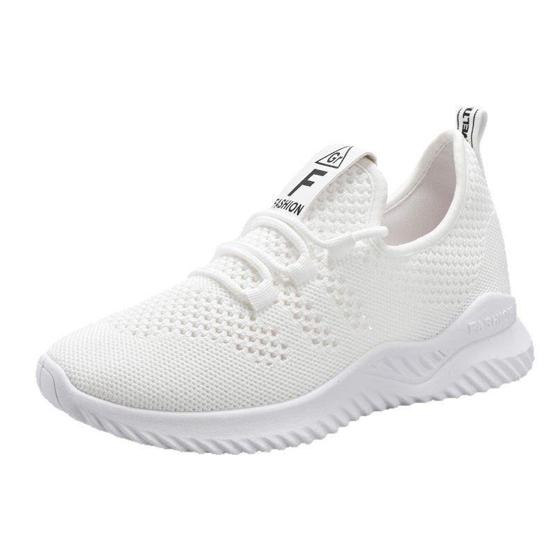 Nowe damskie buty z siateczki fly-woven, casualowe do biegania, sportowe, małe białe buty, wersja koreańska, modne, oddychające buty z siateczki