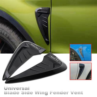 2 Pcs 3D Black Universal Vehicle Side Fender Vent Trim Cover Sticker Left+Right