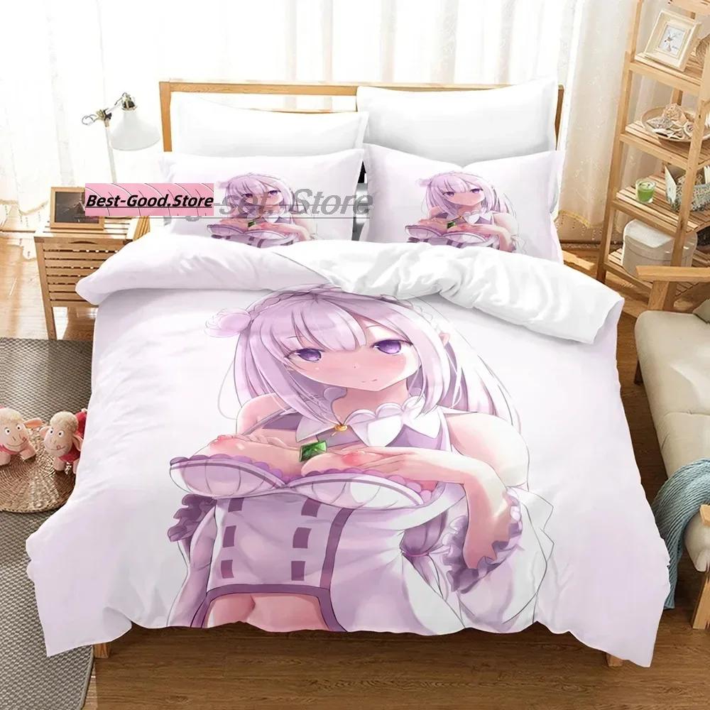 Re Zero Bedding Set Single Twin Full Queen King Size Bed Set Aldult Kid Bedroom Duvetcover Sets 3D Print Anime Bed Sheet Set