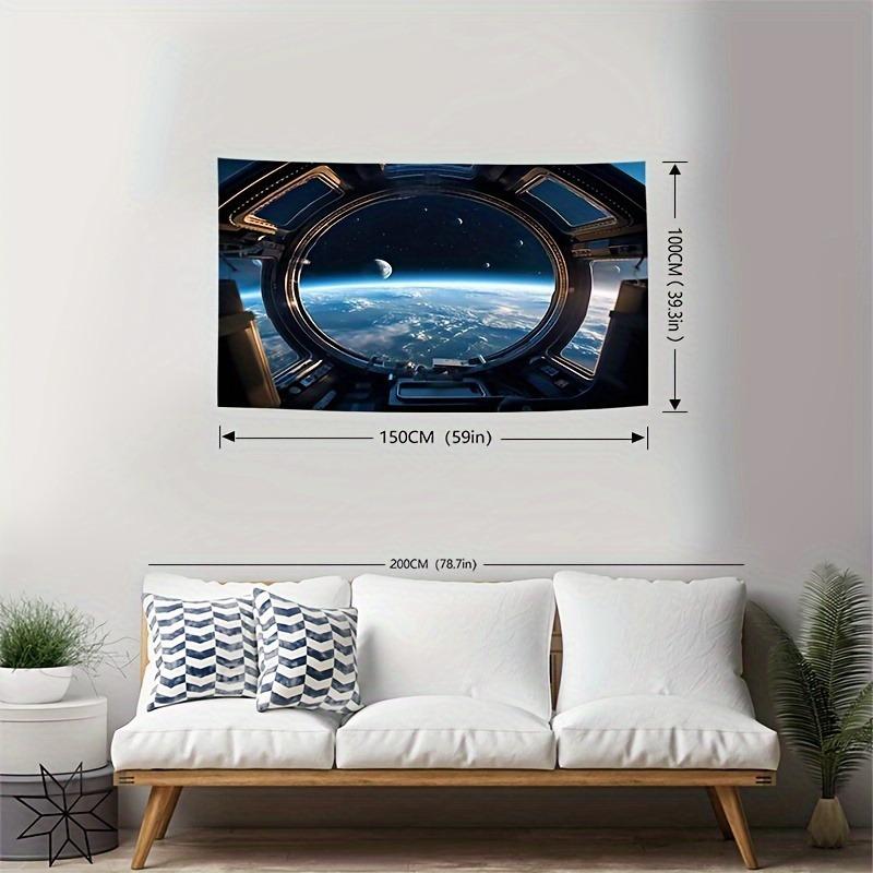VIKAMA Galaxy Tapestry SciFi Space Planet Print Wall Hanging Futuristic Background Fabric Suitable for Living Room Bedroom