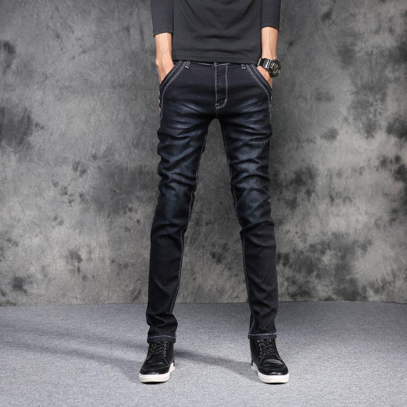 Dżinsy studenckie Męskie stopy Obcisłe młodzieżowe koreańskie spodnie rozciągliwe