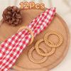 12Pcs Hand-woven Bohemian Rattan Napkin Ring Rustic Napkin Holder Table Napkin Buckle Party Decor