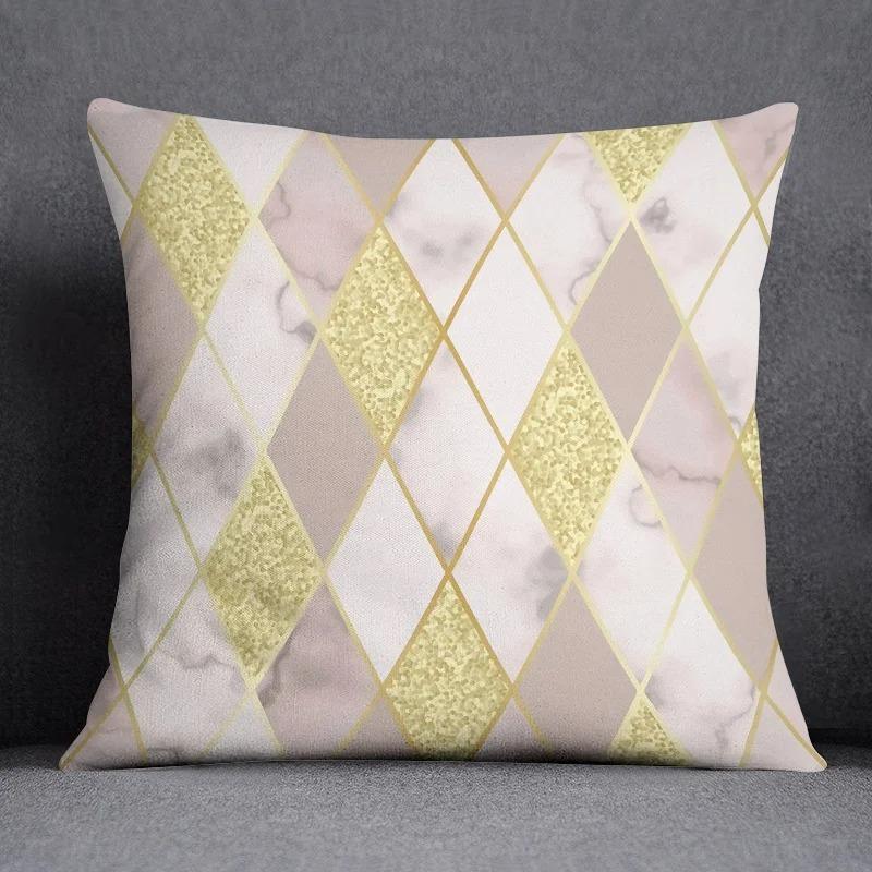 Nordic Luxury Geometric Texture Print Pillowcase Home Bedroom Room Decoration Office Seat Living Room Sofa Cushion Cover 45X45Cm