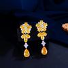 Light Luxury Long Flower Water Drop Zircon Earrings Super Flash Diamond Temperament Earrings Earrings
