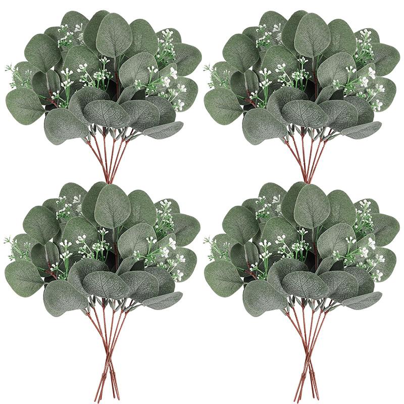 5/10/15Pcs Artificial Eucalyptus Leaves Bouquet Stems Leaf Picks Plant Fake Flowers for Home Decor Wedding DIY Floral Decoration