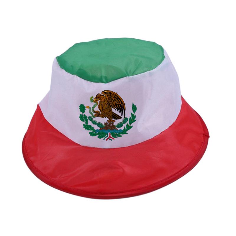 US, Canada and Mexico World Cup Bucket Hat Outdoor Sun Protection Visor Hat Fan Supplies Mexican Flag Basin Hat